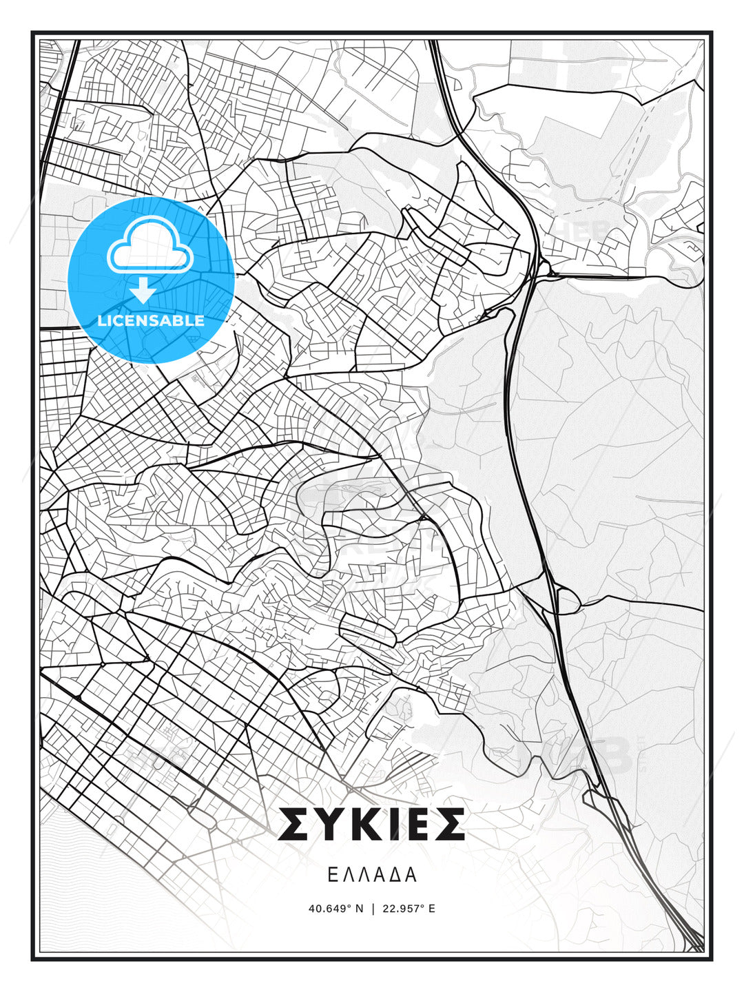 ΣΥΚΙΕΣ / Sykies, Greece, Modern Print Template in Various Formats - HEBSTREITS Sketches