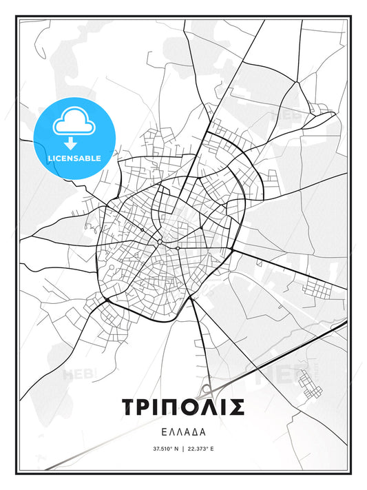 ΤΡΙΠΟΛΙΣ / Tripoli, Greece, Modern Print Template in Various Formats - HEBSTREITS Sketches