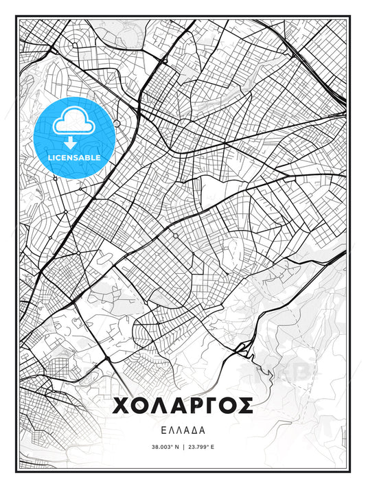 ΧΟΛΑΡΓΟΣ / Cholargos, Greece, Modern Print Template in Various Formats - HEBSTREITS Sketches
