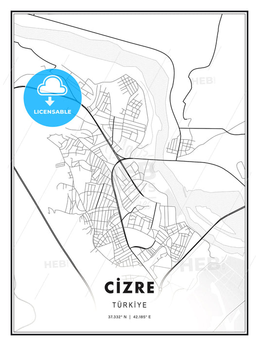 CİZRE / Cizre, Turkey, Modern Print Template in Various Formats - HEBSTREITS Sketches