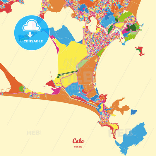 Cabo, Brazil Crazy Colorful Street Map Poster Template - HEBSTREITS Sketches