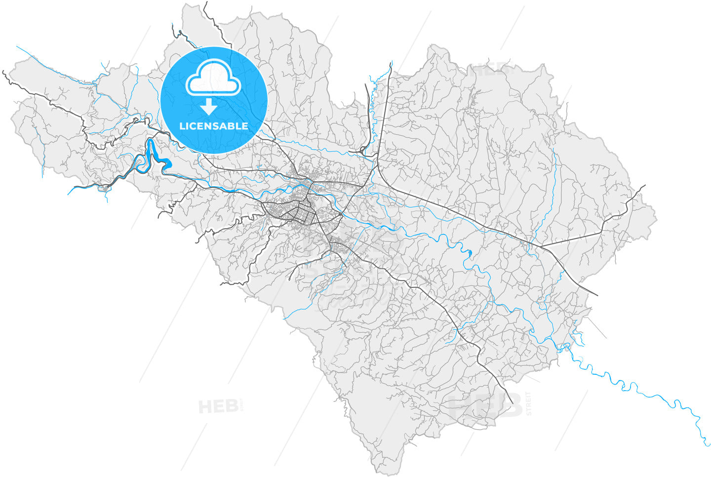 Čačak, Moravica, Serbia, high quality vector map