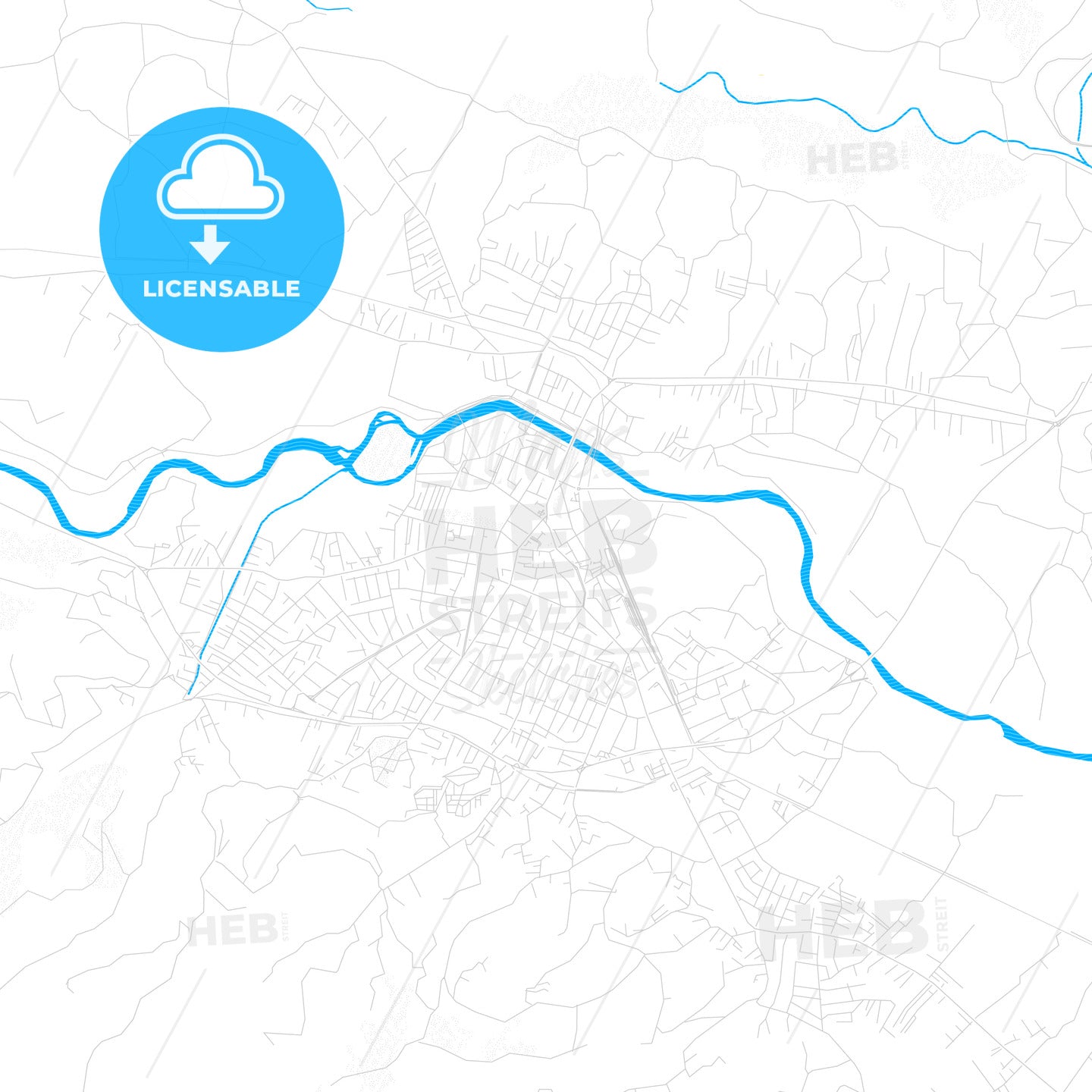 Čačak, Serbia PDF vector map with water in focus