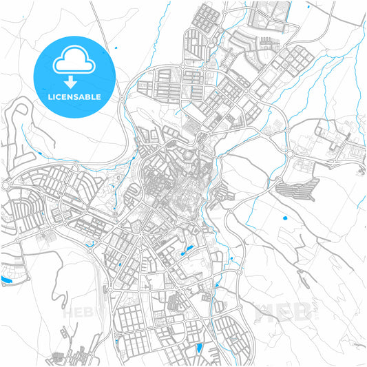 Cáceres, Cáceres, Spain, city map with high quality roads.