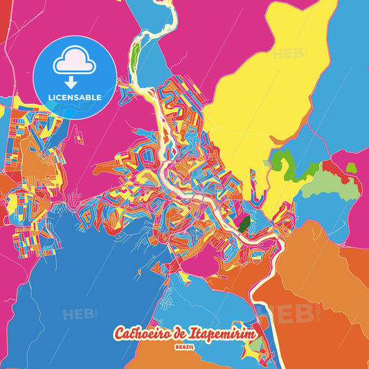 Cachoeiro de Itapemirim, Brazil Crazy Colorful Street Map Poster Template - HEBSTREITS Sketches
