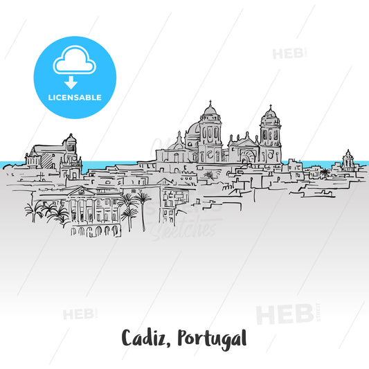 Cadiz, Portugal Panorama Greeting Card – instant download
