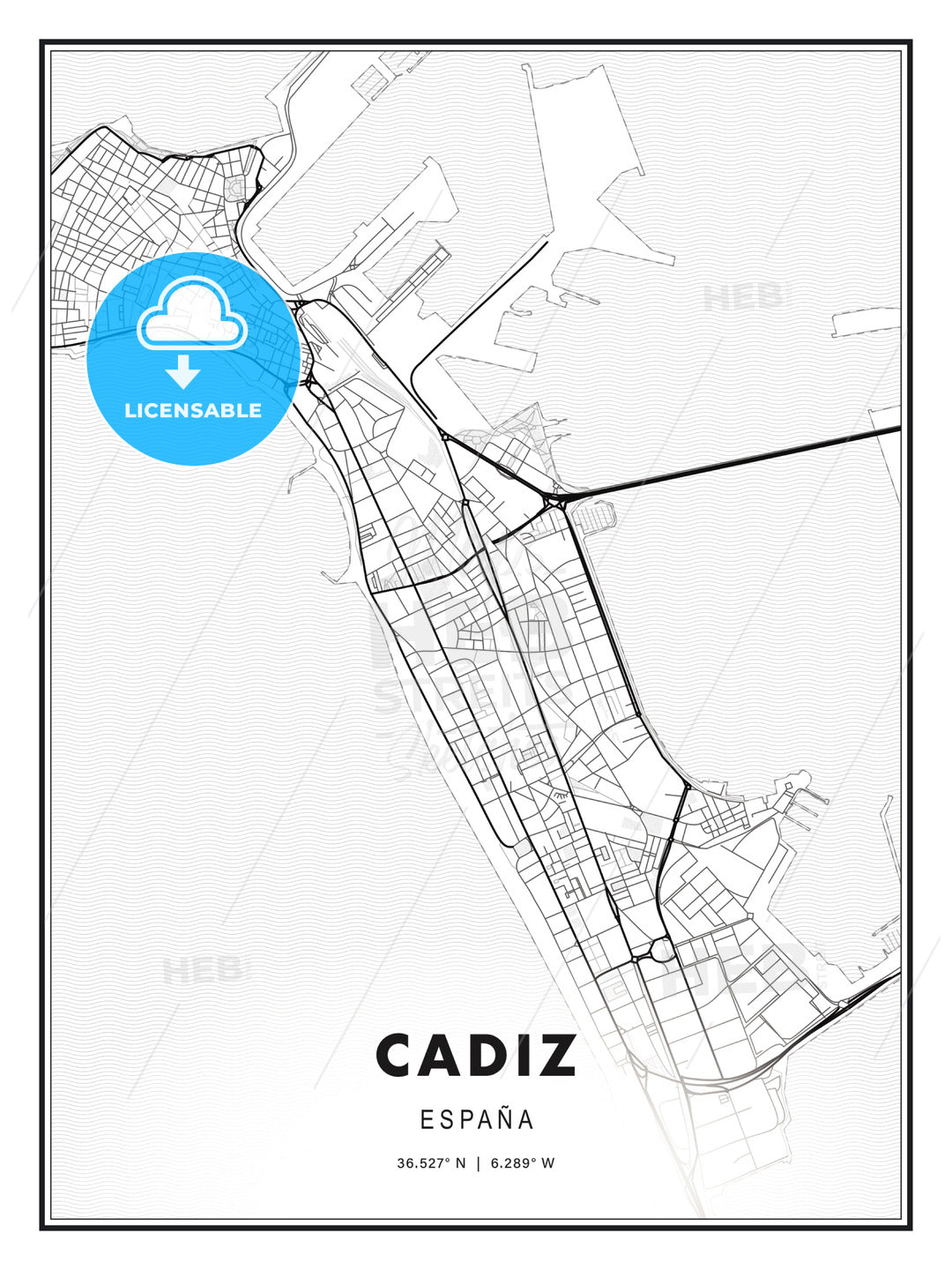 Cadiz, Spain, Modern Print Template in Various Formats - HEBSTREITS Sketches