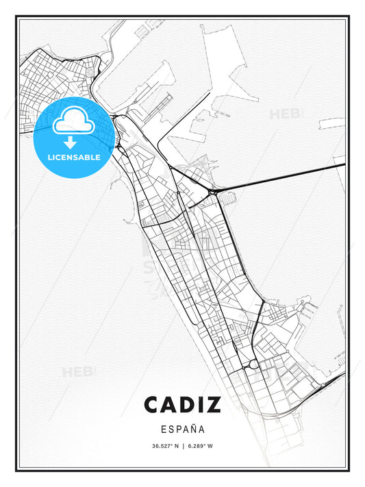 Cadiz, Spain, Modern Print Template in Various Formats - HEBSTREITS Sketches