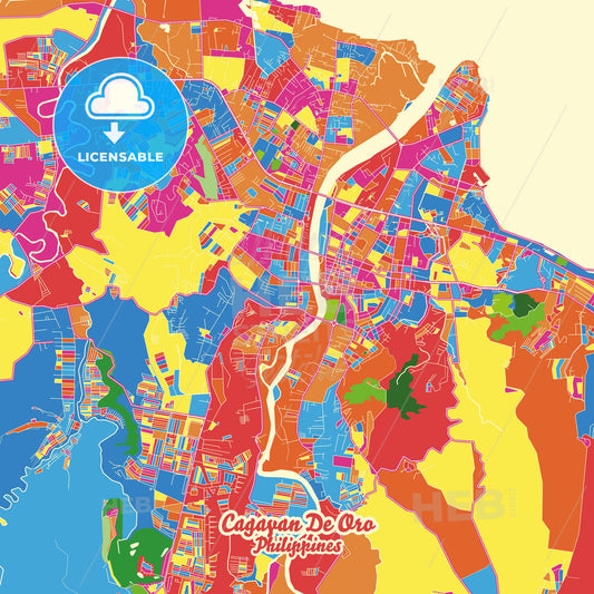 Cagayan de Oro, Philippines Crazy Colorful Street Map Poster Template - HEBSTREITS Sketches