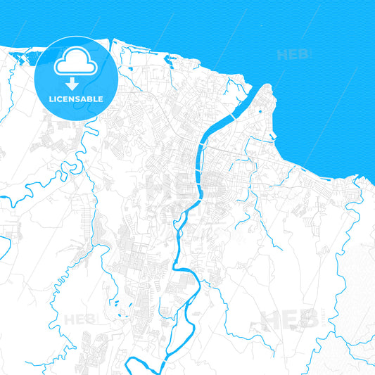 Cagayan de Oro, Philippines PDF vector map with water in focus