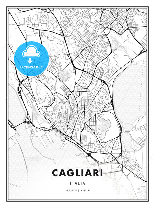 Cagliari, Italy, Modern Print Template in Various Formats - HEBSTREITS Sketches