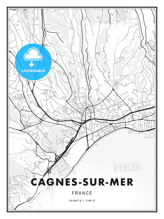 Cagnes-sur-Mer, France, Modern Print Template in Various Formats - HEBSTREITS Sketches