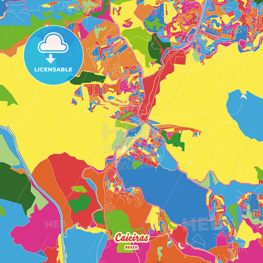 Caieiras, Brazil Crazy Colorful Street Map Poster Template - HEBSTREITS Sketches