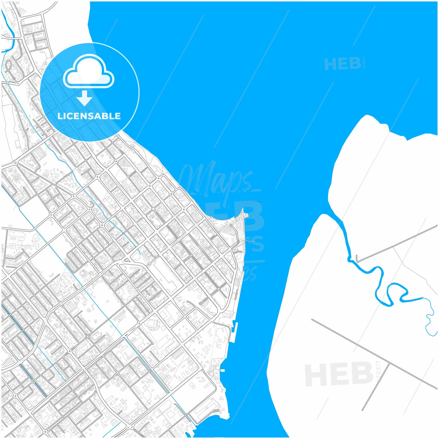 Cairns, Queensland, Australia, city map with high quality roads.