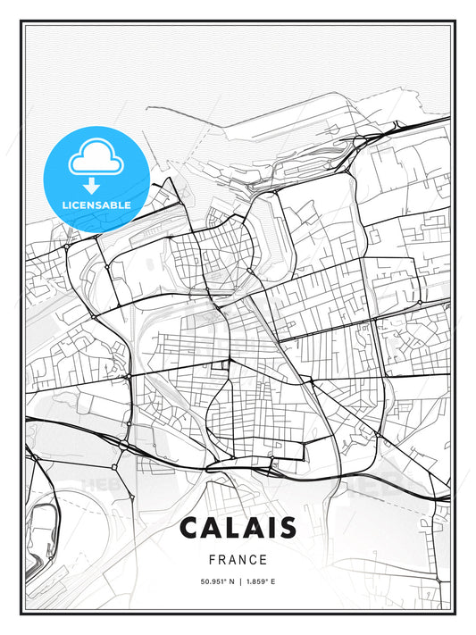 Calais, France, Modern Print Template in Various Formats - HEBSTREITS Sketches