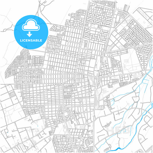 Calama, Chile, city map with high quality roads.