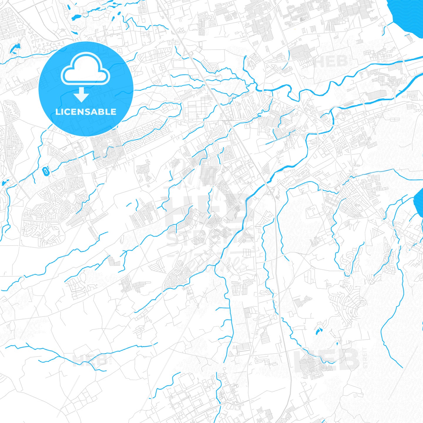 Calamba, Philippines PDF vector map with water in focus