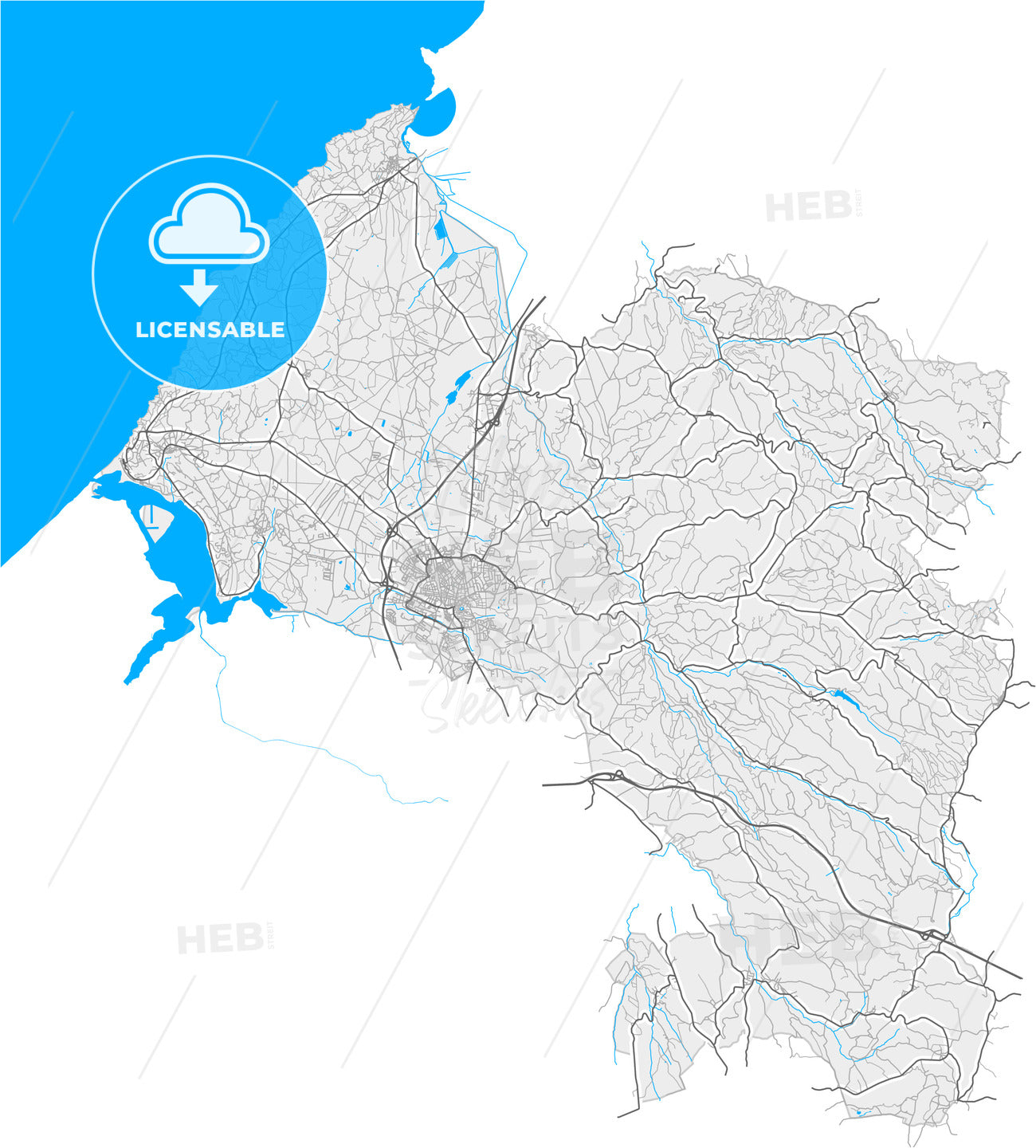 Caldas da Rainha, Leiria, Portugal, high quality vector map