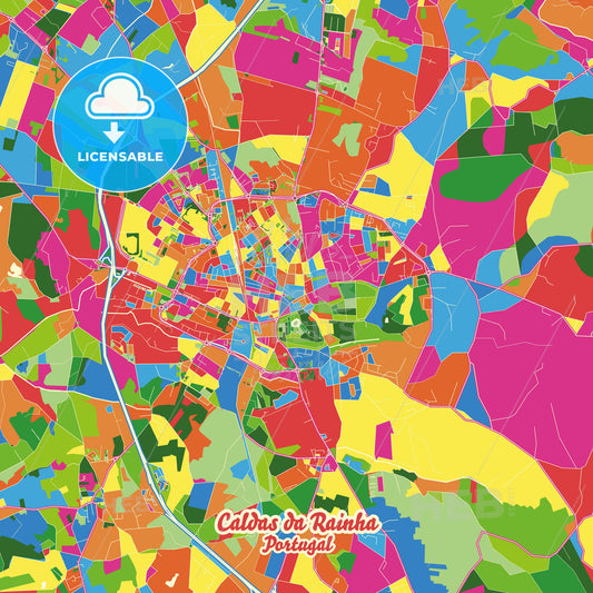 Caldas da Rainha, Portugal Crazy Colorful Street Map Poster Template - HEBSTREITS Sketches