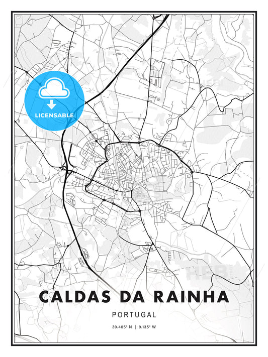 Caldas da Rainha, Portugal, Modern Print Template in Various Formats - HEBSTREITS Sketches