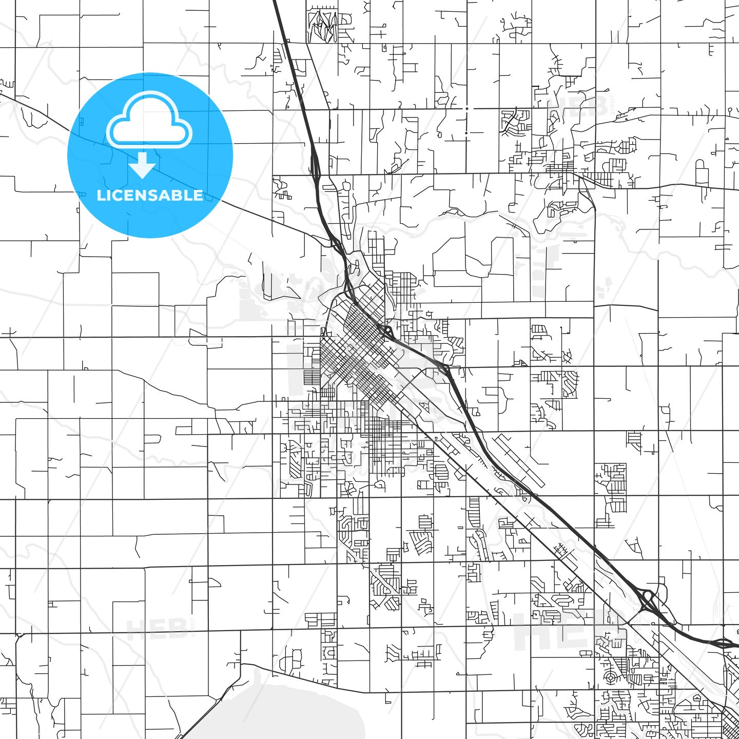 Caldwell, Idaho Area Map Light HEBSTREITS