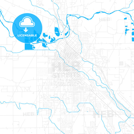 Caldwell, Idaho, United States, PDF vector map with water in focus