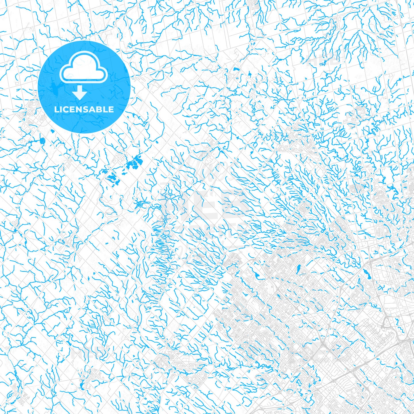 Caledon, Canada PDF vector map with water in focus