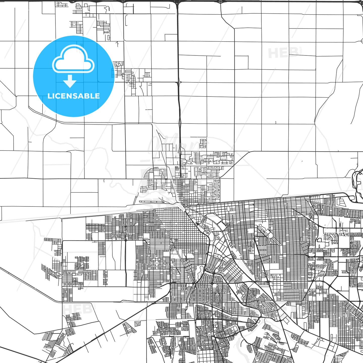 Calexico, California - Area Map - Light - Hebstreits