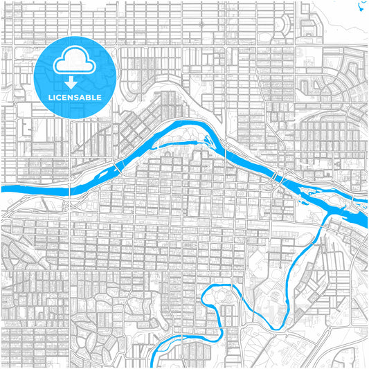 Calgary, Alberta, Canada, city map with high quality roads.