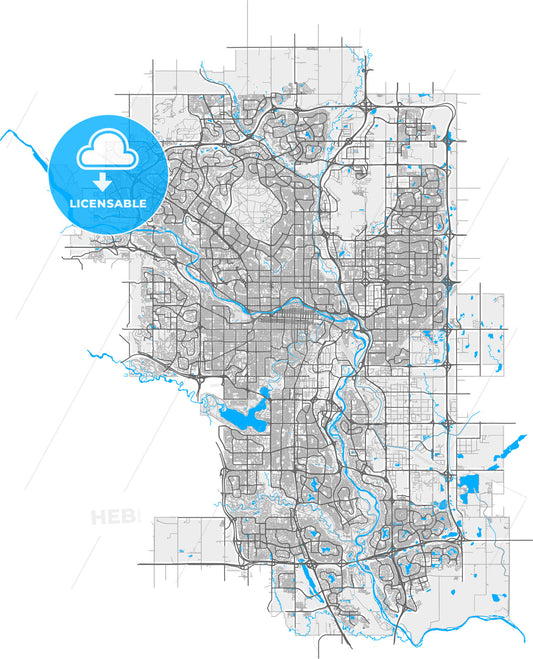 Calgary, Alberta, Canada, high quality vector map