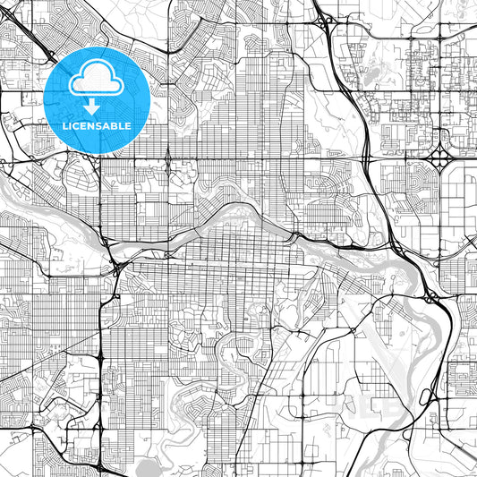 Calgary, Alberta, Downtown City Map, Light