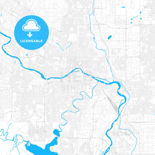 Calgary, Canada PDF vector map with water in focus