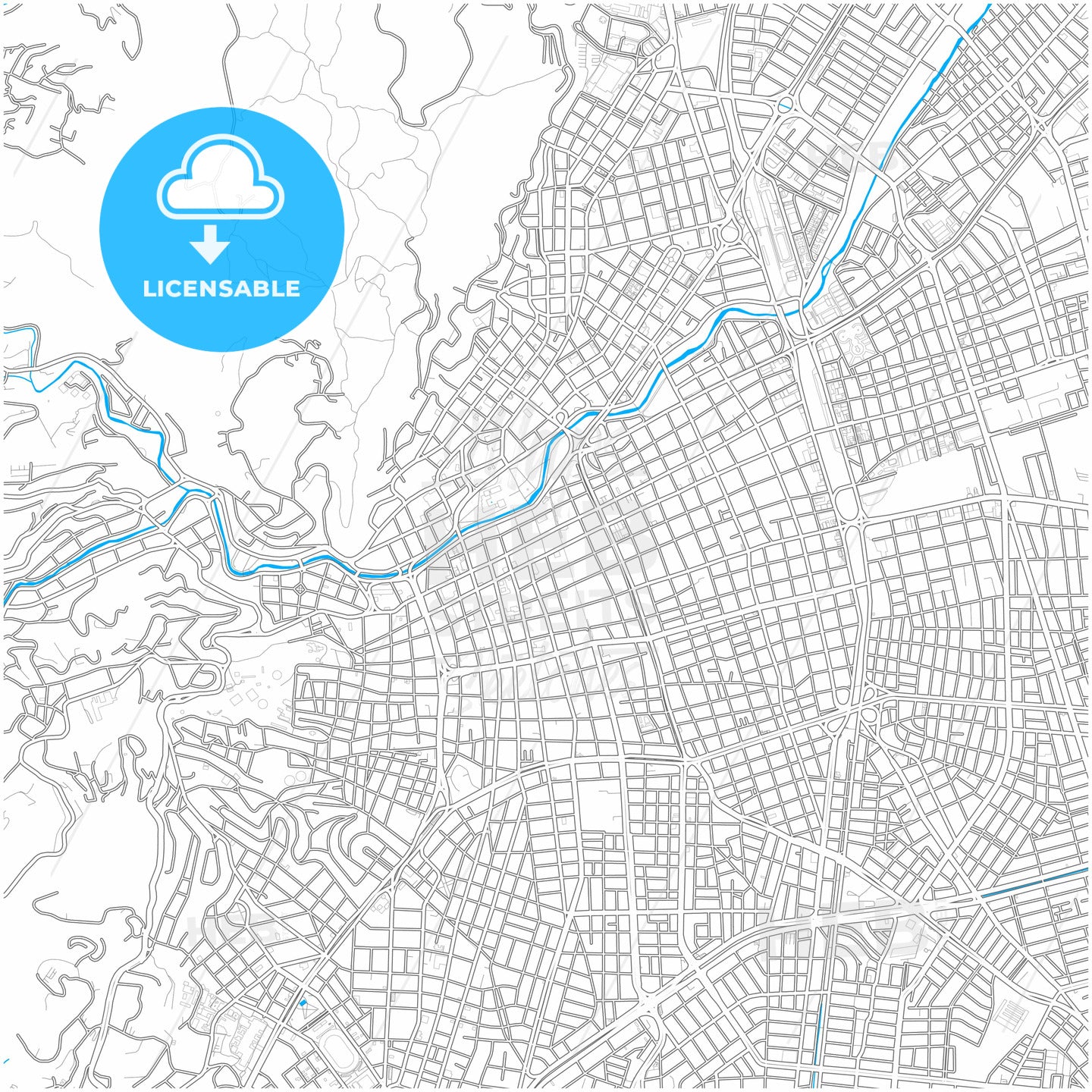 Cali, Colombia, city map with high quality roads.