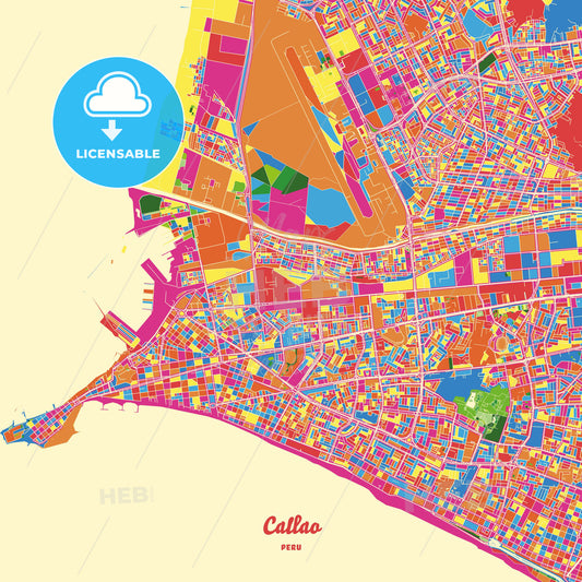Callao, Peru Crazy Colorful Street Map Poster Template - HEBSTREITS Sketches
