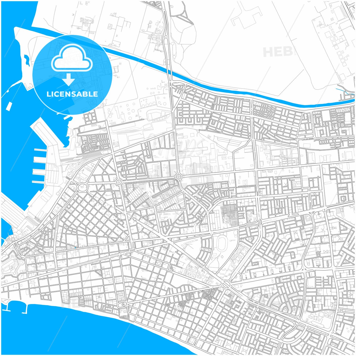 Callao, Peru, city map with high quality roads.