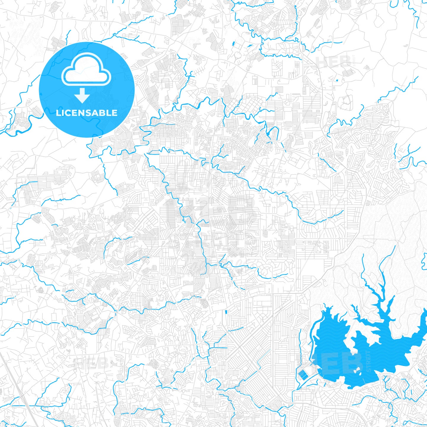 Caloocan, Philippines PDF vector map with water in focus