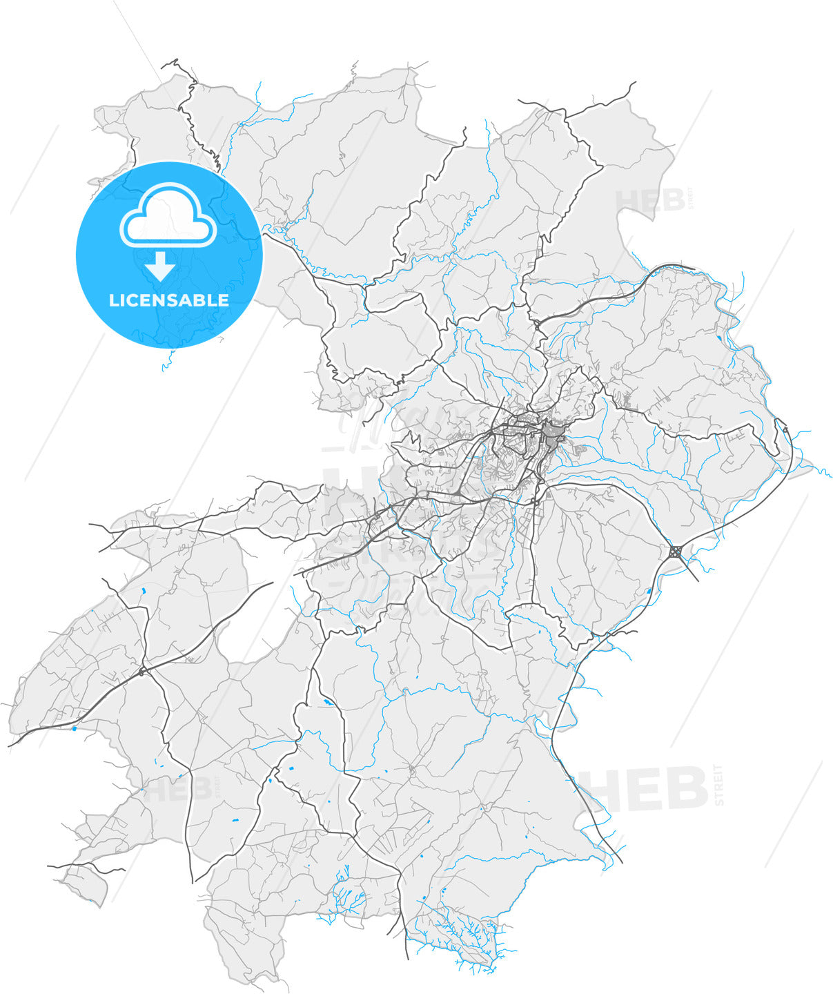 Caltanissetta, Sicily, Italy, high quality vector map