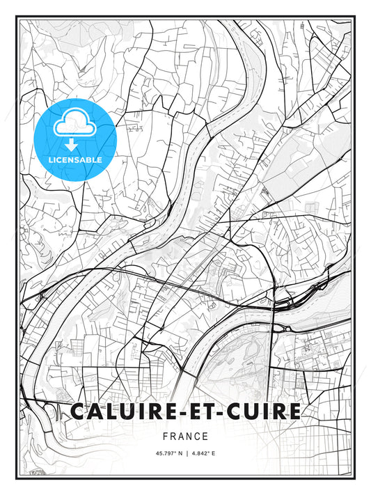 Caluire-et-Cuire, France, Modern Print Template in Various Formats - HEBSTREITS Sketches
