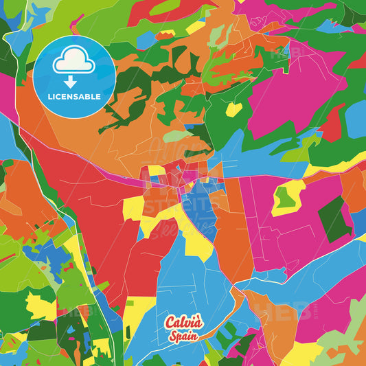 Calvià, Spain Crazy Colorful Street Map Poster Template - HEBSTREITS Sketches