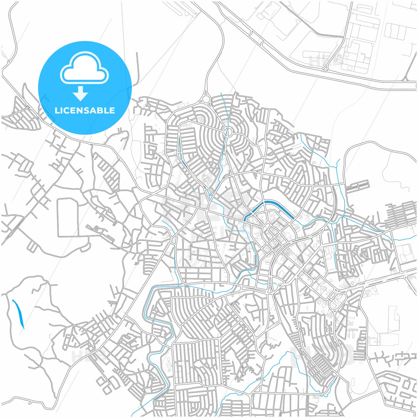 Camacari, Brazil, city map with high quality roads.