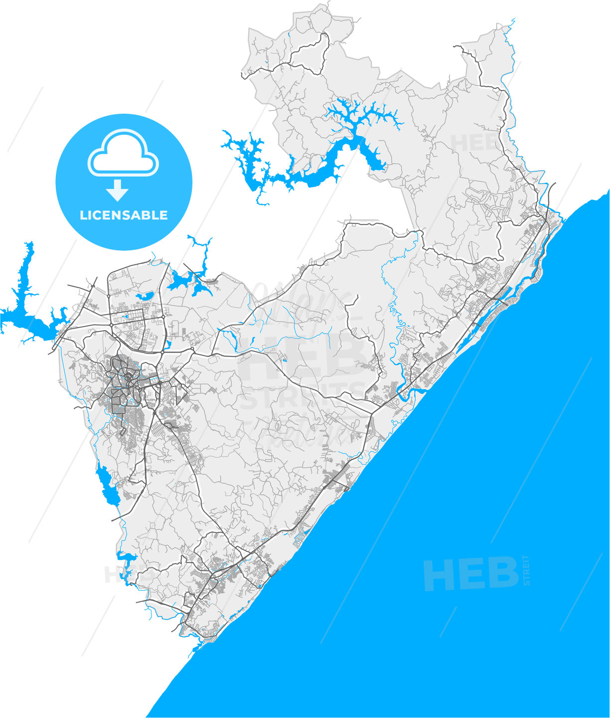 Camacari, Brazil, high quality vector map