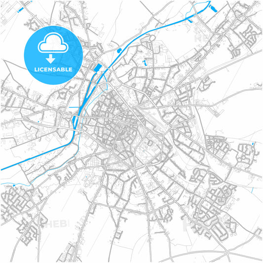 Cambrai, Nord, France, city map with high quality roads.