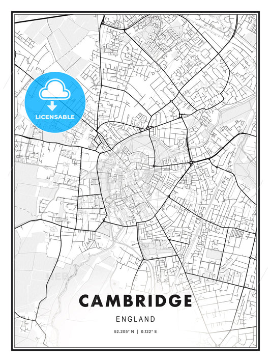 Cambridge, England, Modern Print Template in Various Formats - HEBSTREITS Sketches