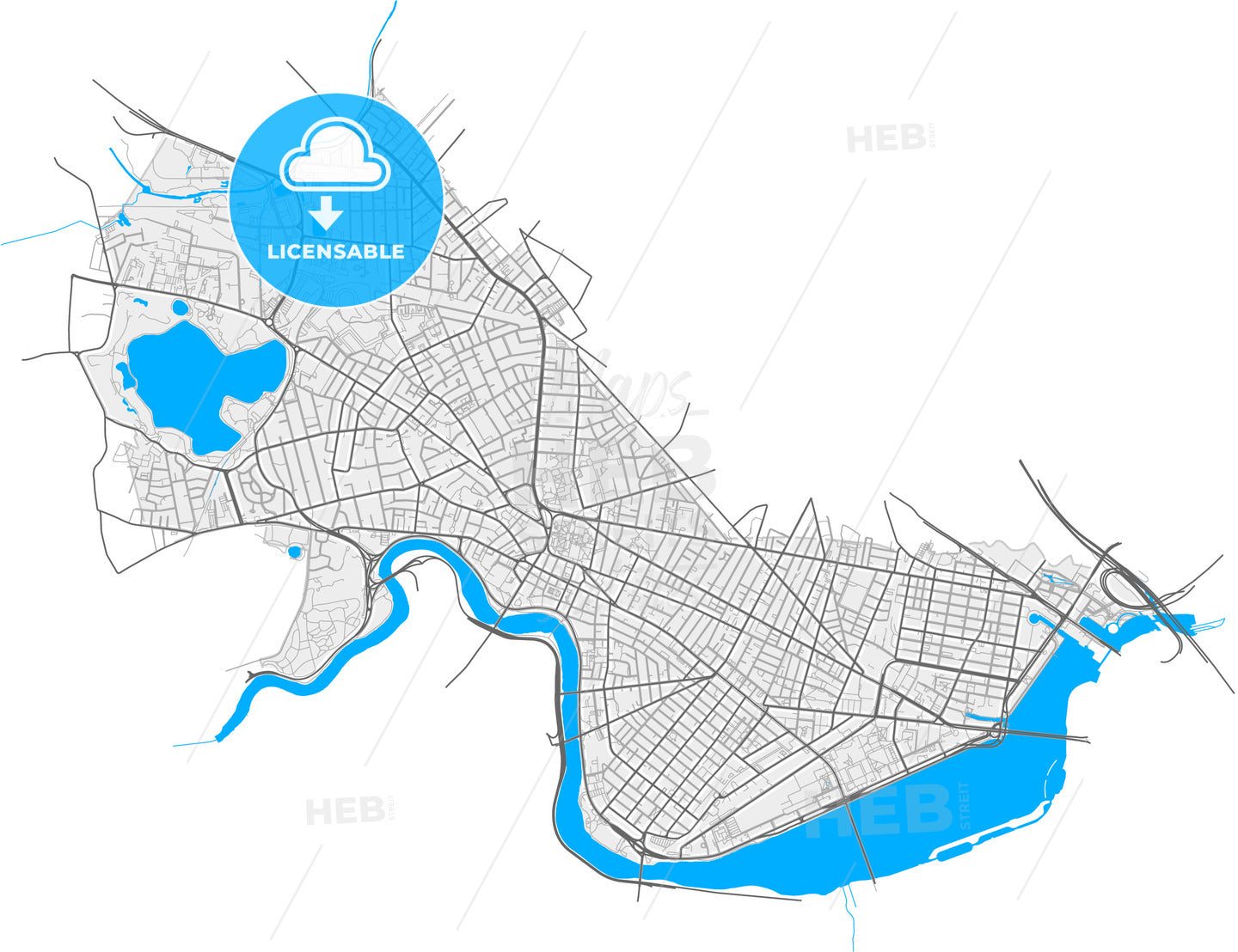 Cambridge, Massachusetts, United States, high quality vector map