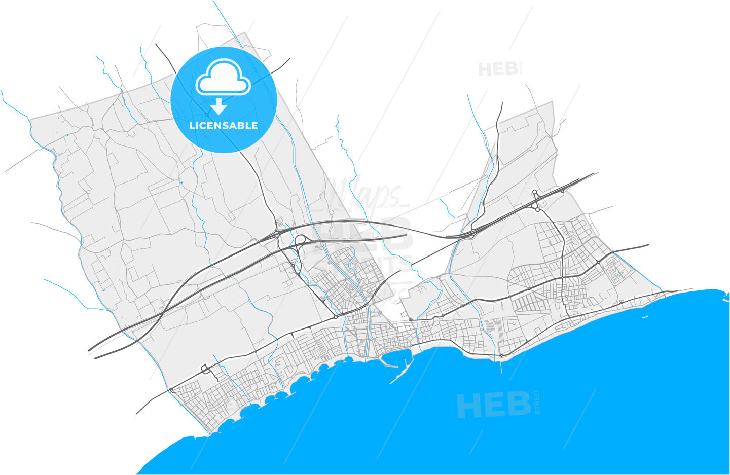 Cambrils, Tarragona, Spain, high quality vector map