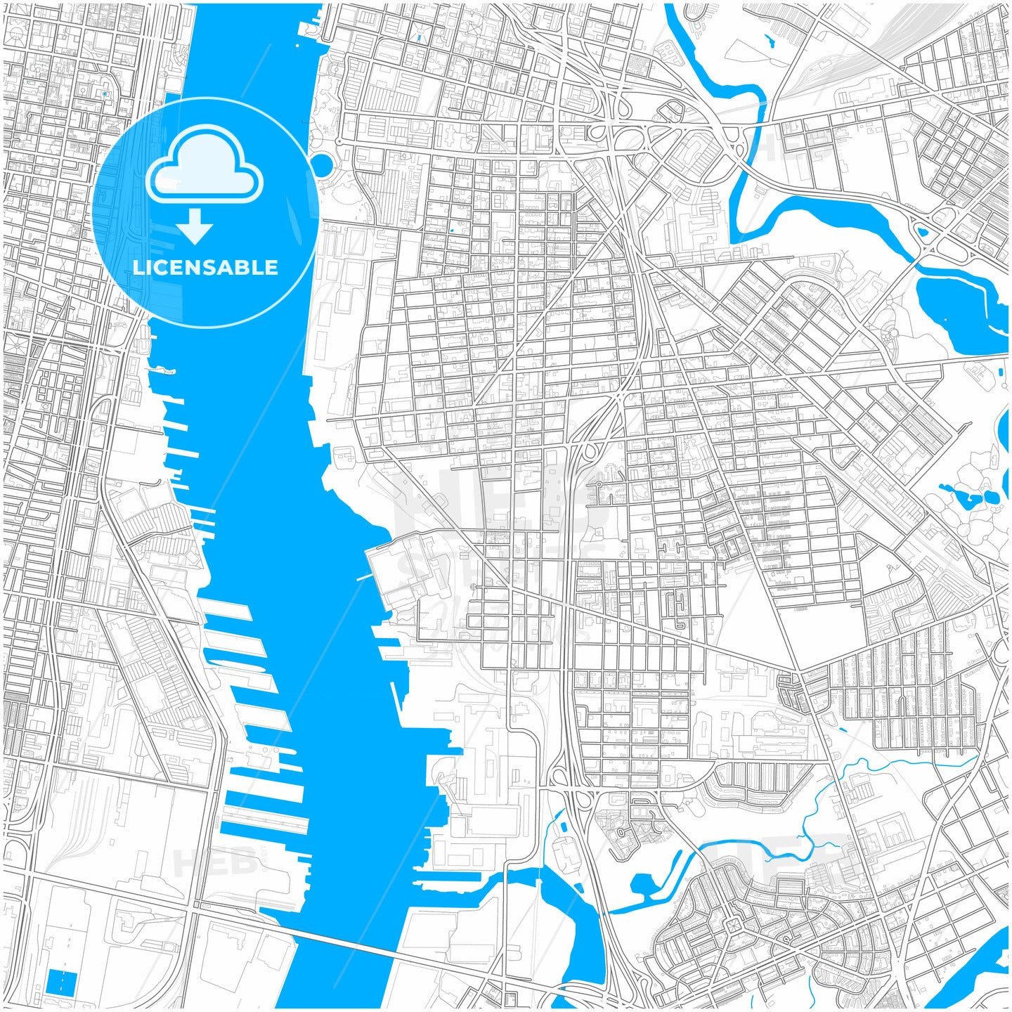 Camden, New Jersey, United States, city map with high quality roads.