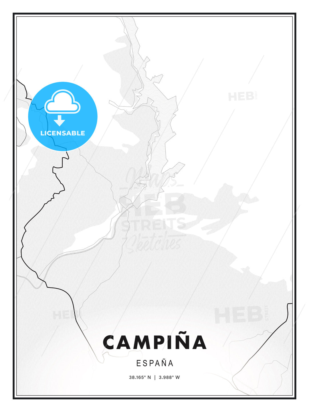 Campiña, Spain, Modern Print Template in Various Formats - HEBSTREITS Sketches