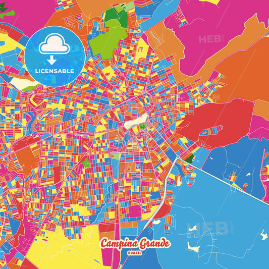 Campina Grande, Brazil Crazy Colorful Street Map Poster Template - HEBSTREITS Sketches