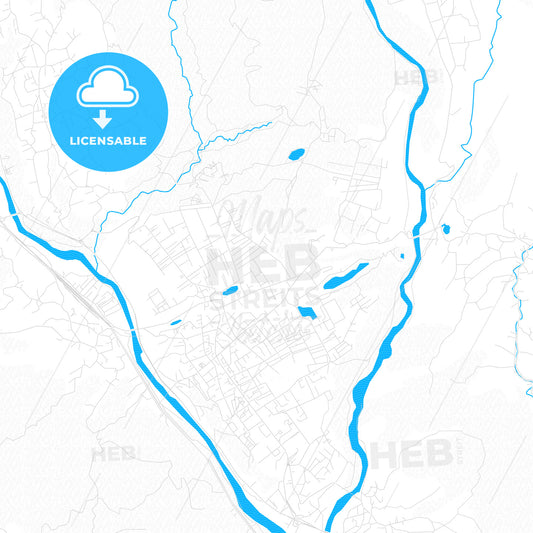 Câmpina, Romania PDF vector map with water in focus