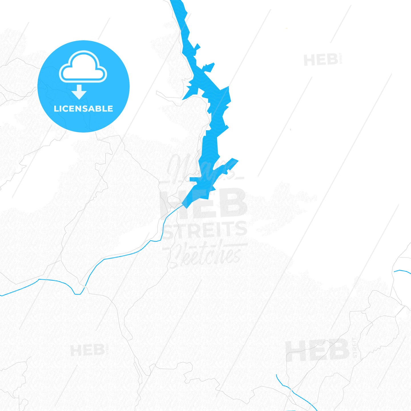 Campiña, Spain PDF vector map with water in focus